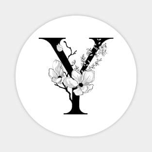 Letter Y Monogram - Floral Initial Magnet